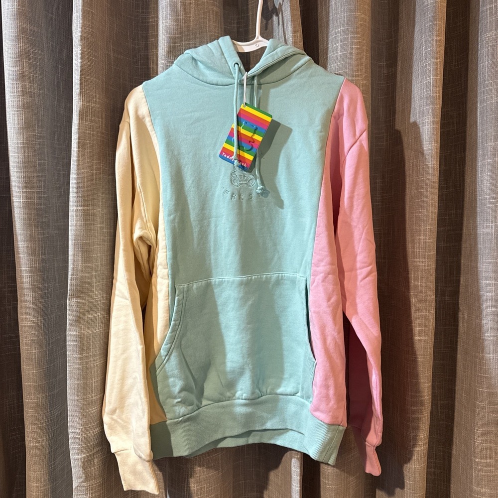 NWT TEDDY FRESH Hoodie Women Sm Cotton Pastel Ice Cream Color block Soft Stylish